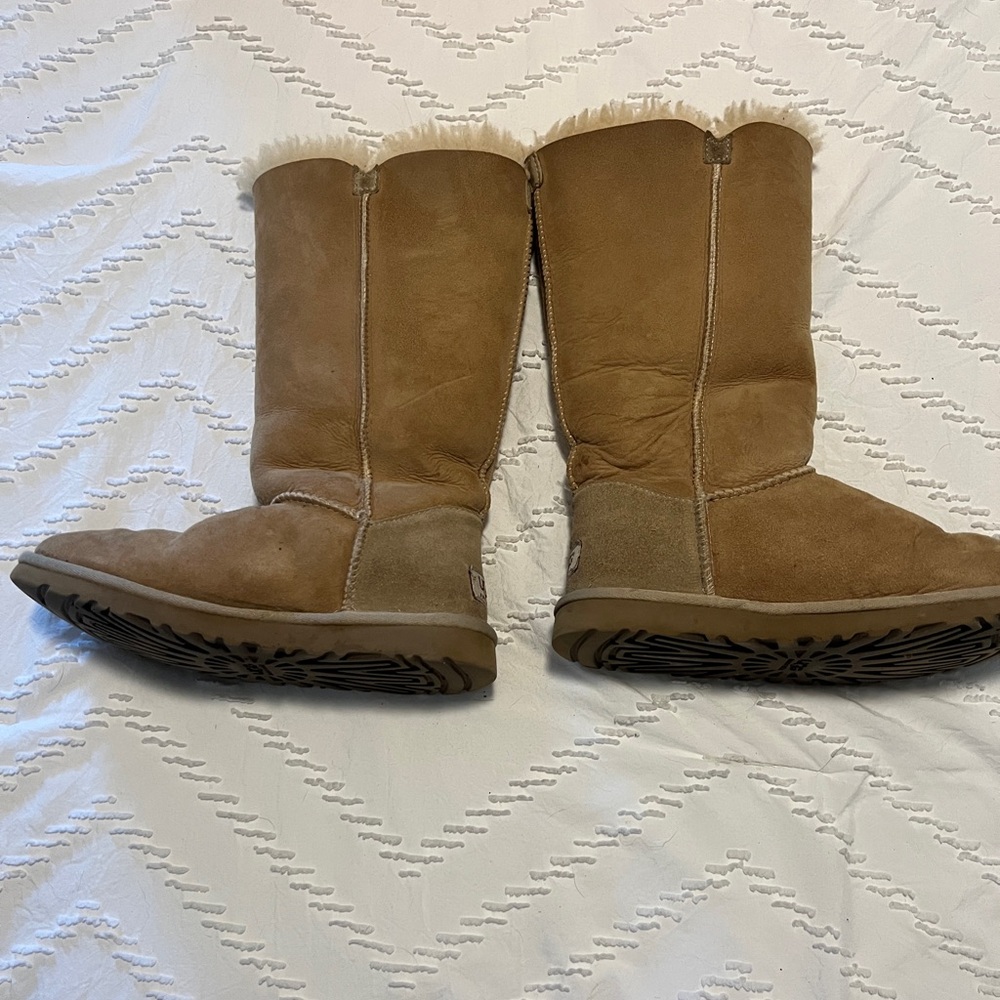 UGG Women's Brown Shearling Button Boots - Picture 2 of 4